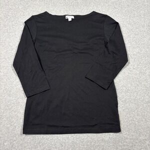 NWOT SUNSPEL Women's XS Black Boat Neck Top Cotton Minimal Basic Luxury